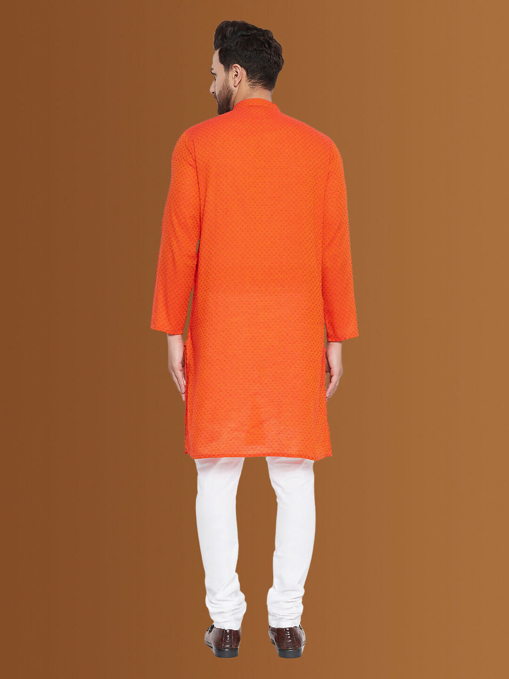 Even Apparels Men's Pure Cotton Orange Striped Kurta | Grocsy