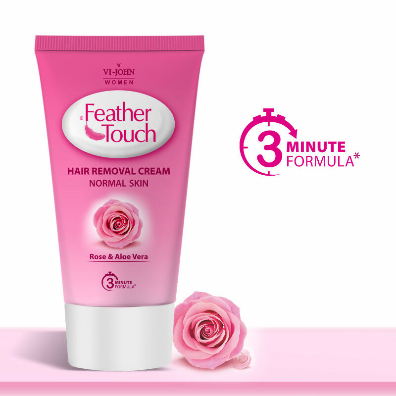 VI-JOHN Feather Touch Rose & Aloevera Hair Removal Cream for Women for Normal Skin, Suitable for Legs, Underarms, Bikini Line, Arms | Grocsy