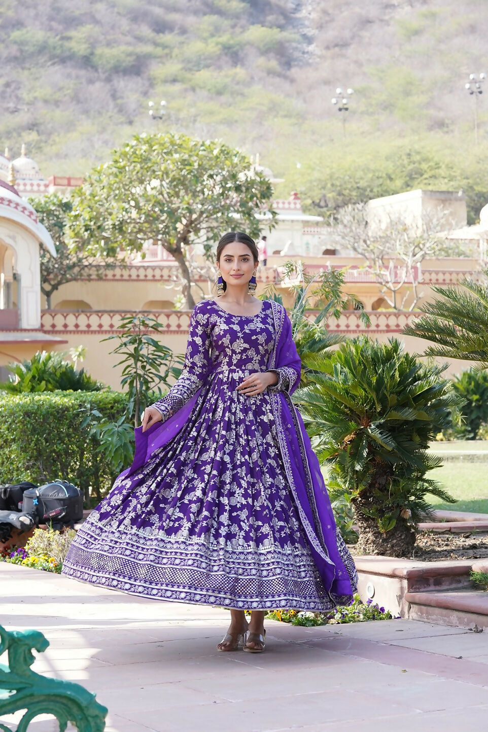 Joban Fashion Purple Viscose Jacquard Sequence Embroidery Work Kurta Set | Grocsy