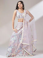 Tulsi Art Captivating Lavender Sequins Soft Net Reception Wear Lehenga Choli | Grocsy