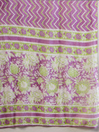 Yufta Lavender Floral Print Straight Kurta Trouser Dupatta Set | Grocsy