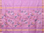 Lavender Uppada Silk Handloom Saree with Birds and Floral Pallu Design - Global Threads | Grocsy
