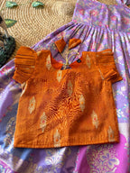 Evanik Festive Wear Lavender Dola Silk zari and thread weaving Gown With Orange Koti | Grocsy
