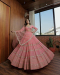 Jyoti Fashion Women's Baby Pink Faux Georgette 5MM Sequins with Zari Embroidered Designer Lehenga Choli Set | Grocsy