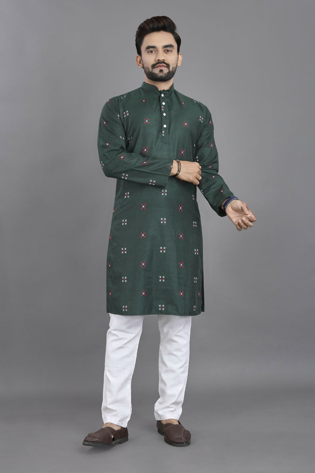 Anaita Green Weaving Linen Cotton Straight Kurta | Grocsy