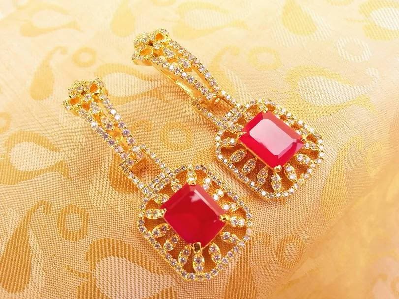 AD Ruby Designer Earrings | Grocsy