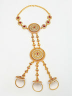 NVR Women's Gold-Polished CZ Stone-Studded Handcrafted Ring Bracelet | Grocsy