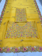 Teeya Creation New Womens Latest Party Wear Soft Chiffon Silk Saree-Yellow | Grocsy