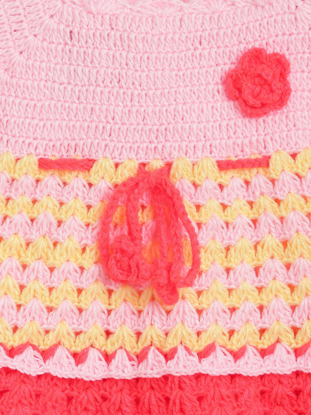 ChutPut Hand knitted Crochet Vibey Dress For Baby Girls - Pink | Grocsy
