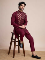 Vastranavya Traditional Festival Wear Pure Silk Thread & Sequence Embroidered Work Kurta | Grocsy