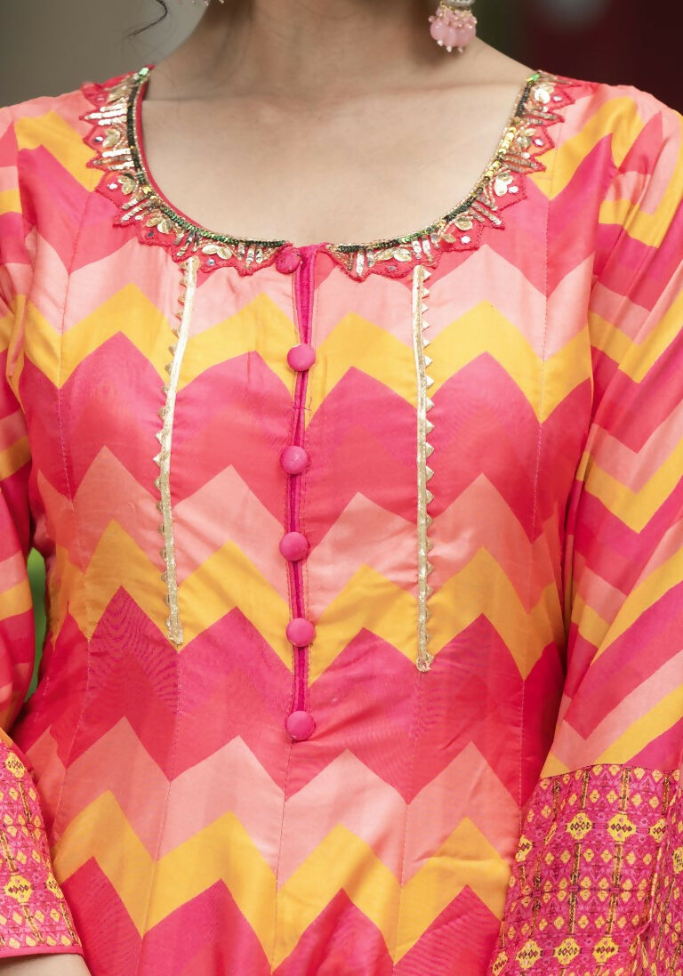 Wedding Designer Multi Soft Dola Silk Anarkali suit with Dupatta - Samanta | Grocsy