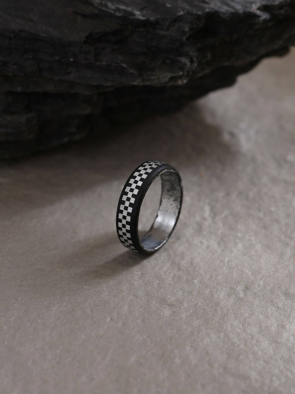 NVR Men's Black Metal Ring | Grocsy