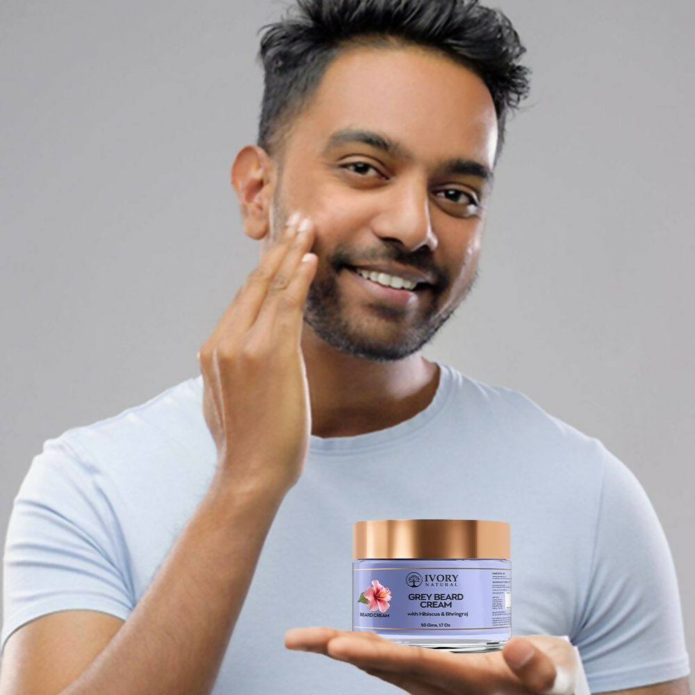 Ivory Natural Grey Beard Combo (Serum, Cream, Wash & Gel) Restore Your Silver Beard To Natural Color | Grocsy