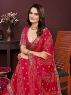 Ai Fashion Magenta Georgette Digital Print Party Wear Saree | Grocsy