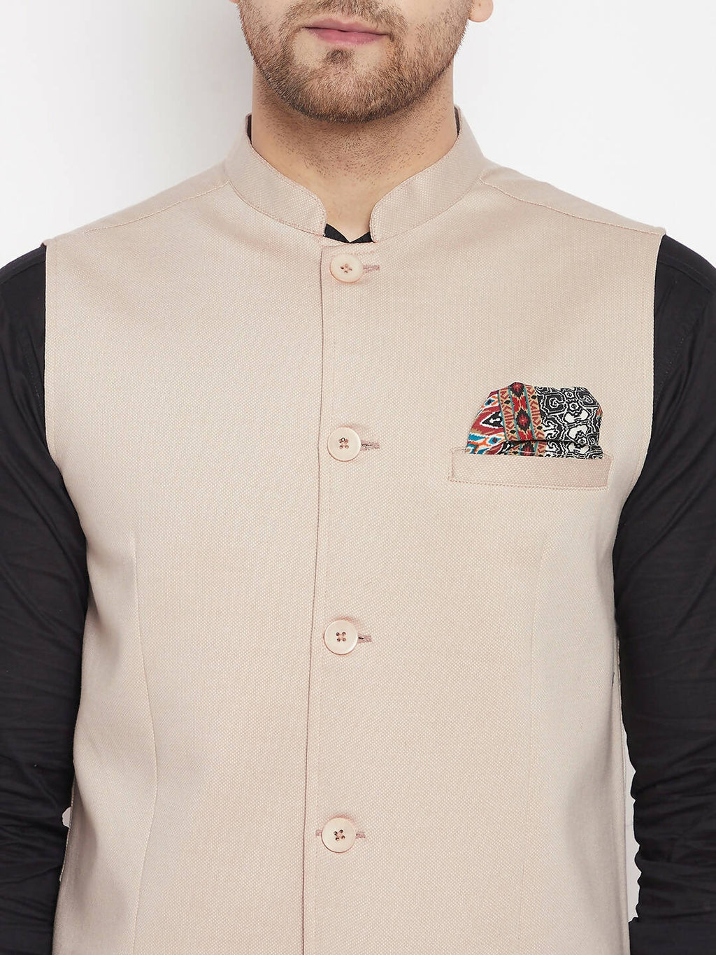 Even Apparels Cream Merino Men Woven Nehru Jacket BF715 | Grocsy