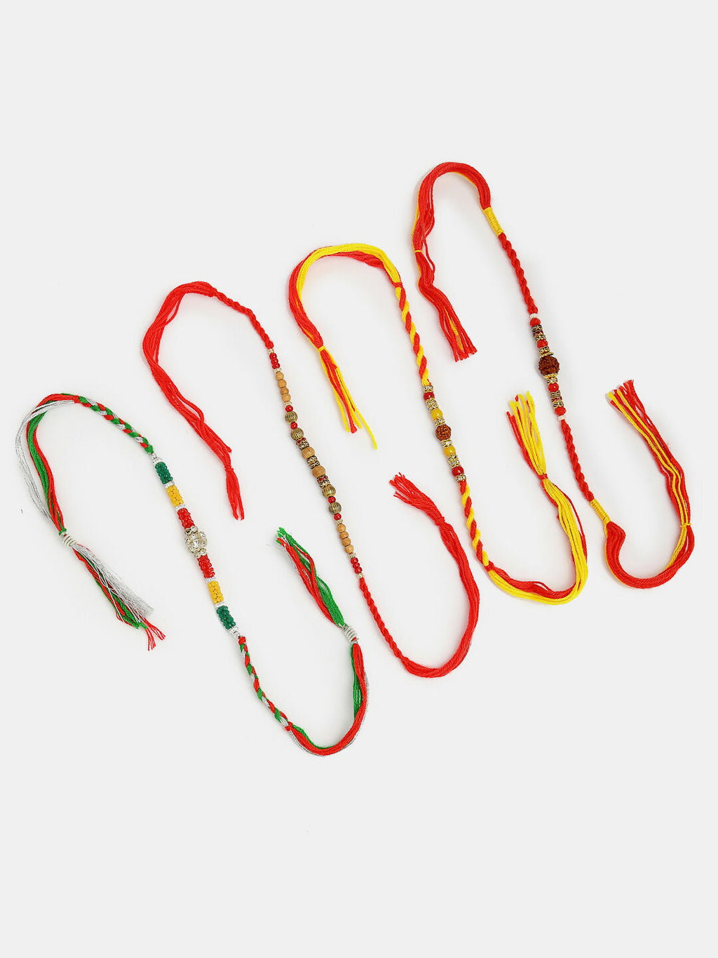 NVR Women & Men Set of 4 Multicolor Artificial stone and beads Rakhi With Roli Chawal & Chocolate | Grocsy