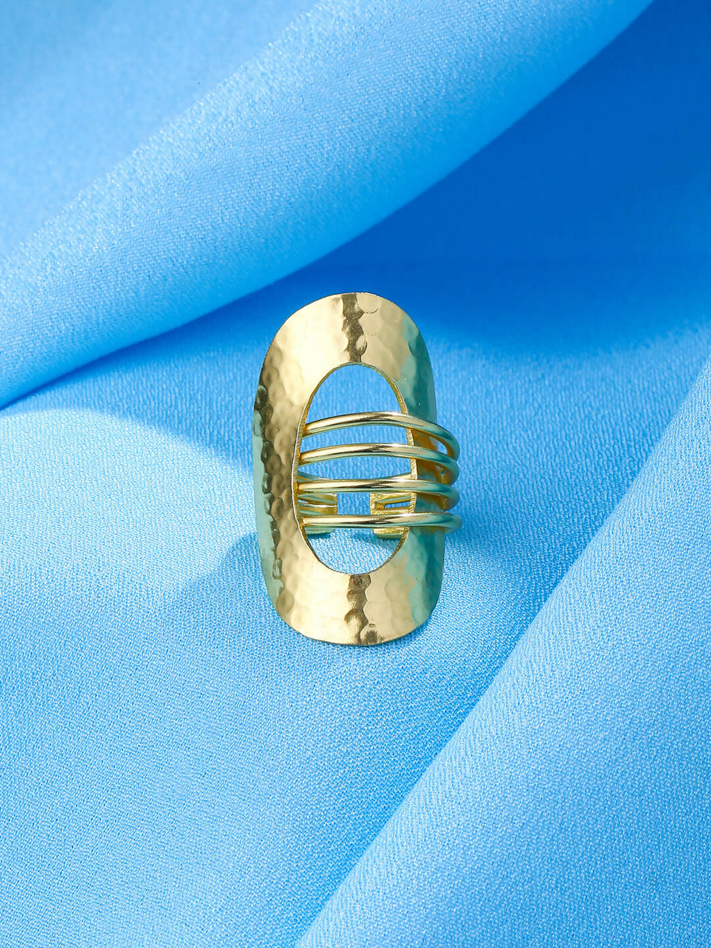 NVR Women's Western Gold-Polished Adjustable Finger Ring | Grocsy