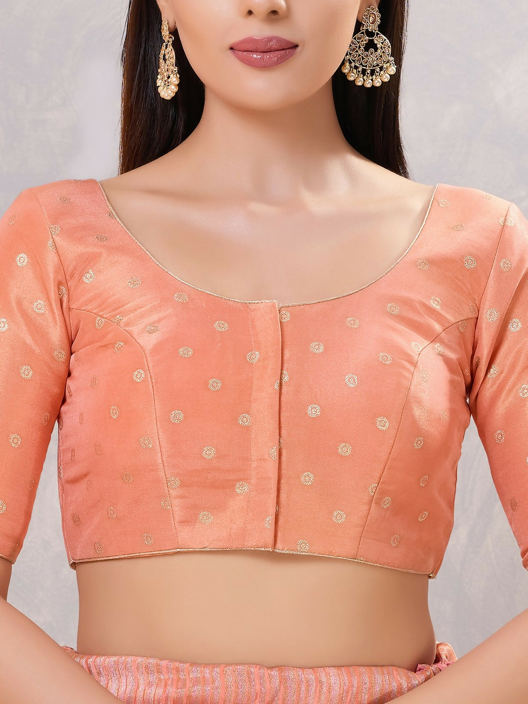 Joban Fashion Women Silk Peach Stitched Blouse | Grocsy