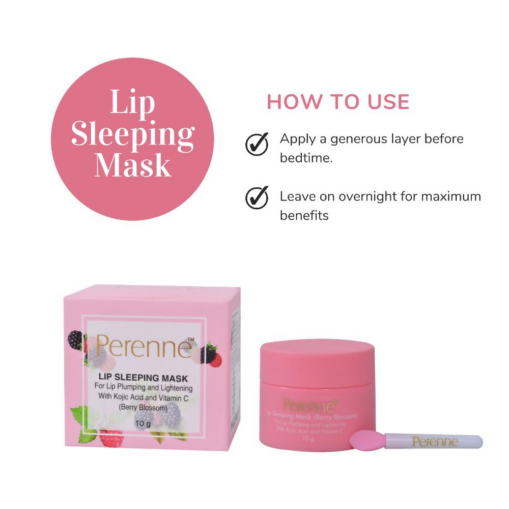 Perenne Lip Sleeping Mask With Kojic Acid & Vitamin C - Berry Blossom | Grocsy
