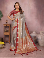 Aastha Fashion Grey Silk Sarees Weaving Saree | Grocsy