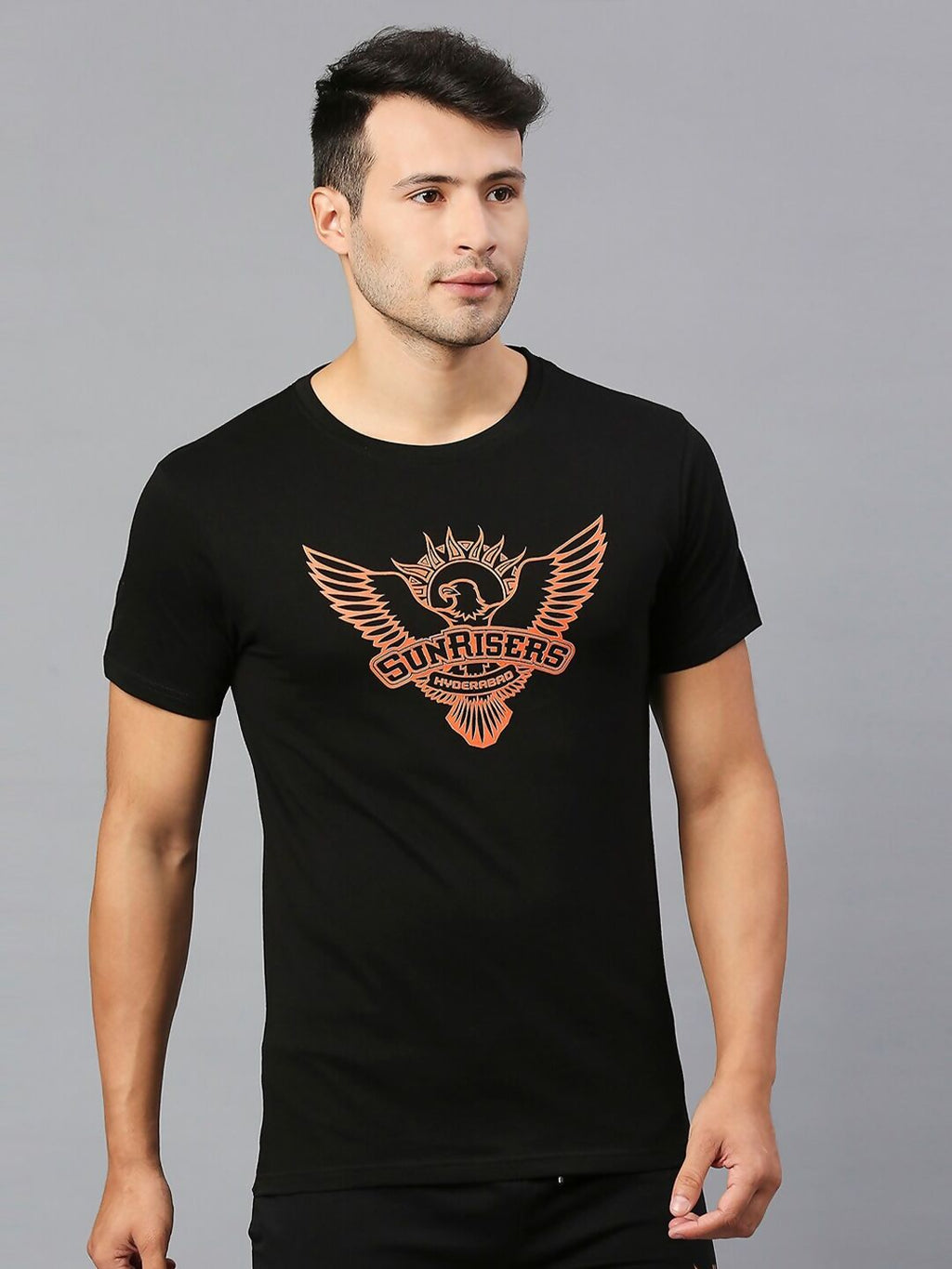 Fancode Sunrisers Hyderabad Logo Print Round Neck Cotton IPL T-shirt | Grocsy
