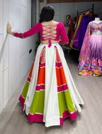 Yash Enterprise Multicolor Rayon Cotton Embroidery Semi Stitched Navratri Chaniya Choli | Grocsy