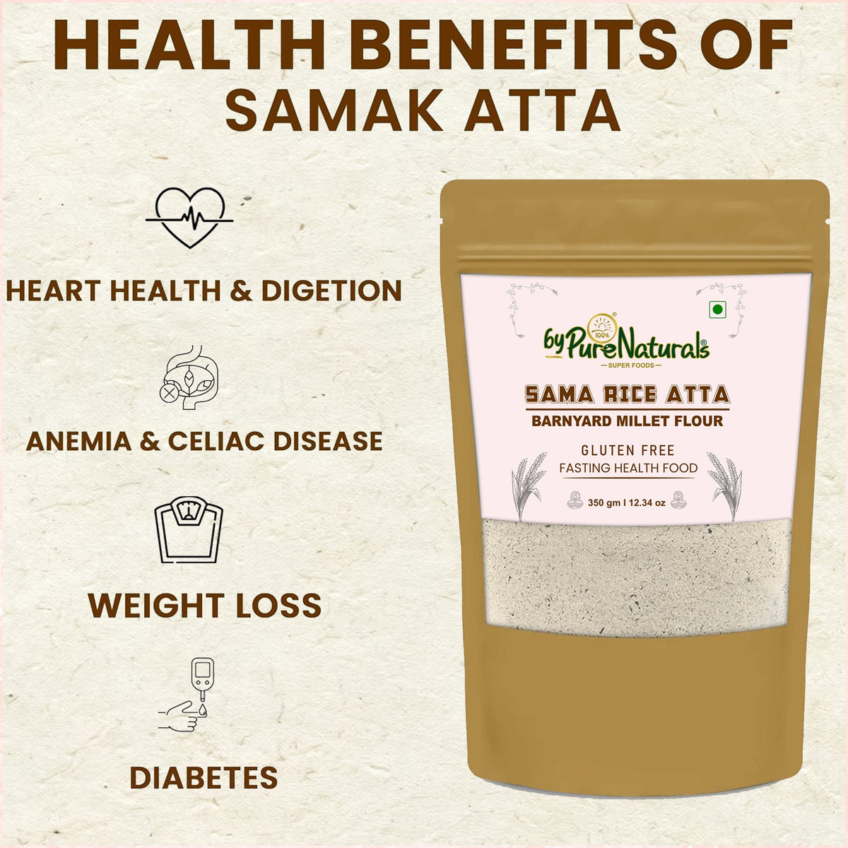 byPureNaturals Sama Rice Atta (Barnyard Millet Flour) | Grocsy