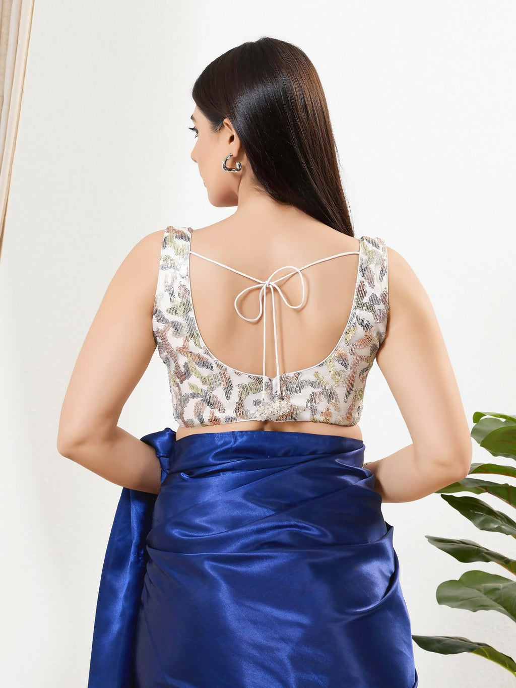 Joban Fashion White Silk Padded Blouse With Sweetheart Neck Sleeveless | Grocsy
