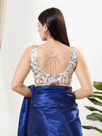 Joban Fashion White Silk Padded Blouse With Sweetheart Neck Sleeveless | Grocsy