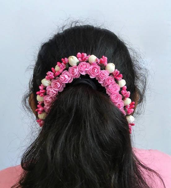 Pink Flower Hair Gajra | Grocsy