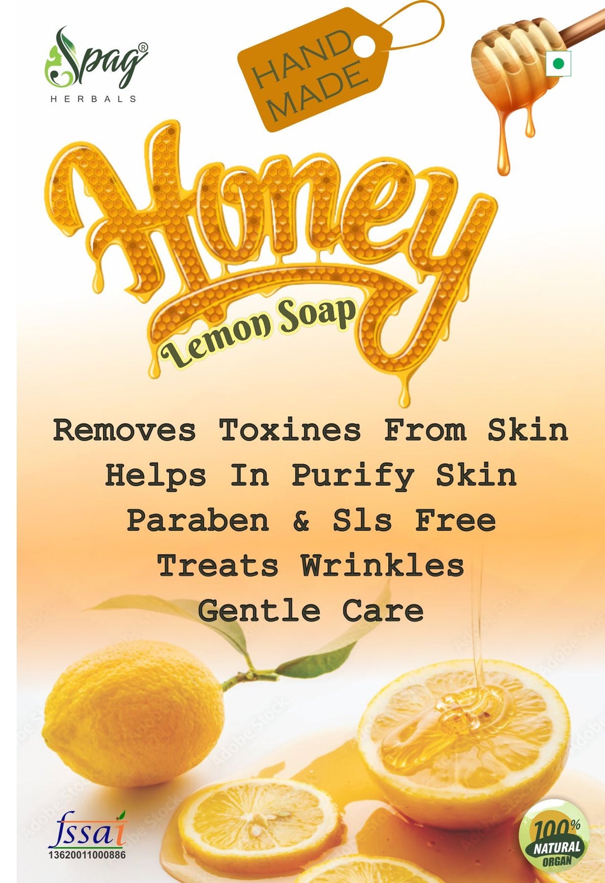 Spag Herbals Lemon Honey Handmade Beauty Soap | Grocsy