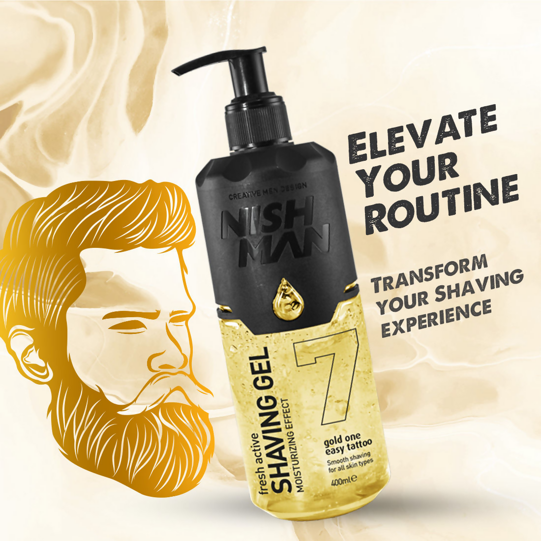 NishMan Fresh Active Shaving Gel Moisturizing Effect - Gold One | Grocsy