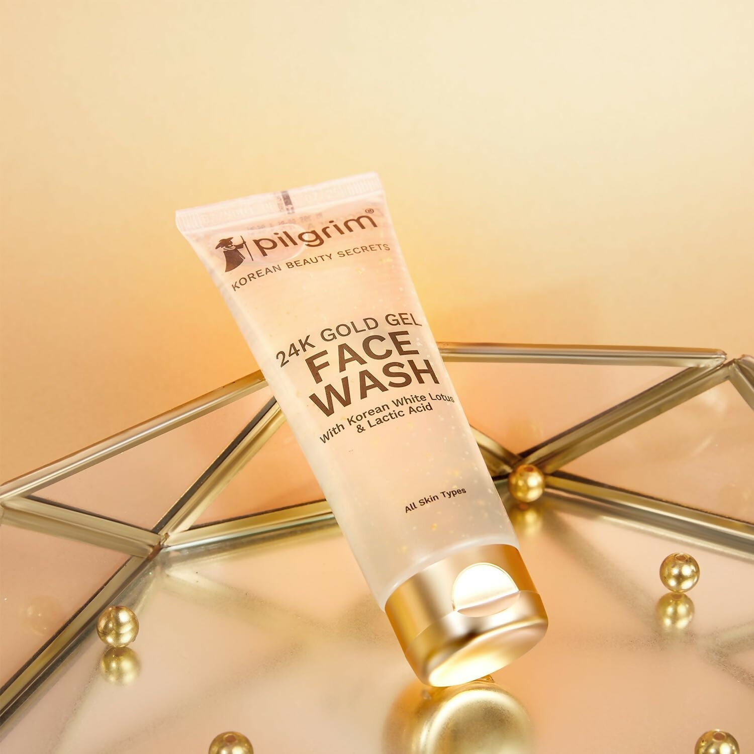Pilgrim 24k Gold Gel Facewash with Korean White Lotus For Glowing Skin, Reduce Dark Spot And Improves Skin Texture | Grocsy