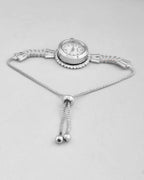 VOJ Silver Plated Crystal Studded Watch Bracelet | Grocsy