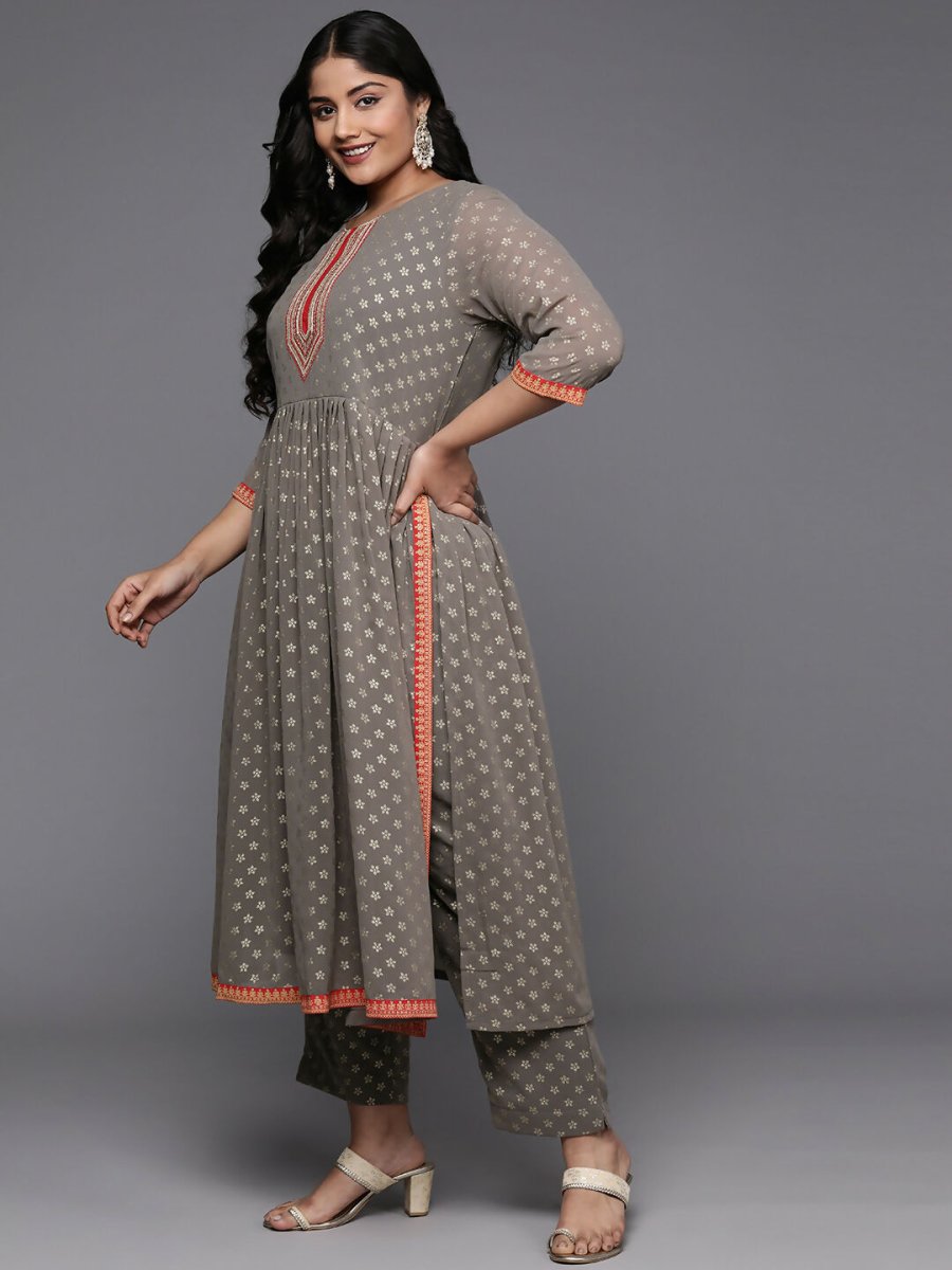 Ahalyaa Women's Traditional wear Kurta Set - Grey | Grocsy