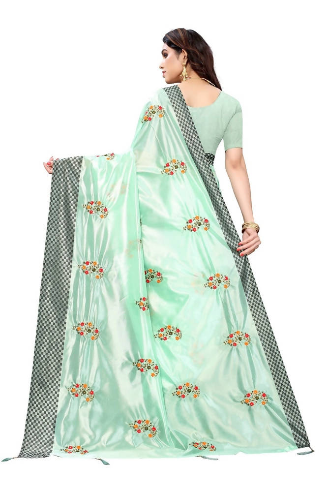 Vamika Green Crepe Embroidery Saree (Nirali Green) | Grocsy