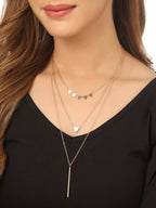NVR Women's 3 Layered Gold-Polished Minimal Layered Necklace | Grocsy
