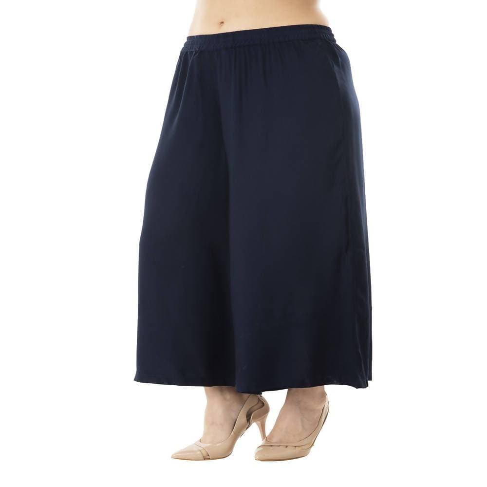 Lagi Women's Navy Blue Solid Palazzo (PLZ01B) | Grocsy