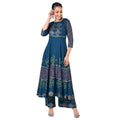 Aniyah Latest Cotton Block Printed Straight Kurta Blue Palazzo Set (AN-159K) | Grocsy