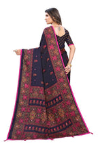 Vamika Blue Color Jute Silk Mirror Work Saree | Grocsy