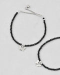 VOJ Set of 2 Butterfly Black Beads Anklet | Grocsy