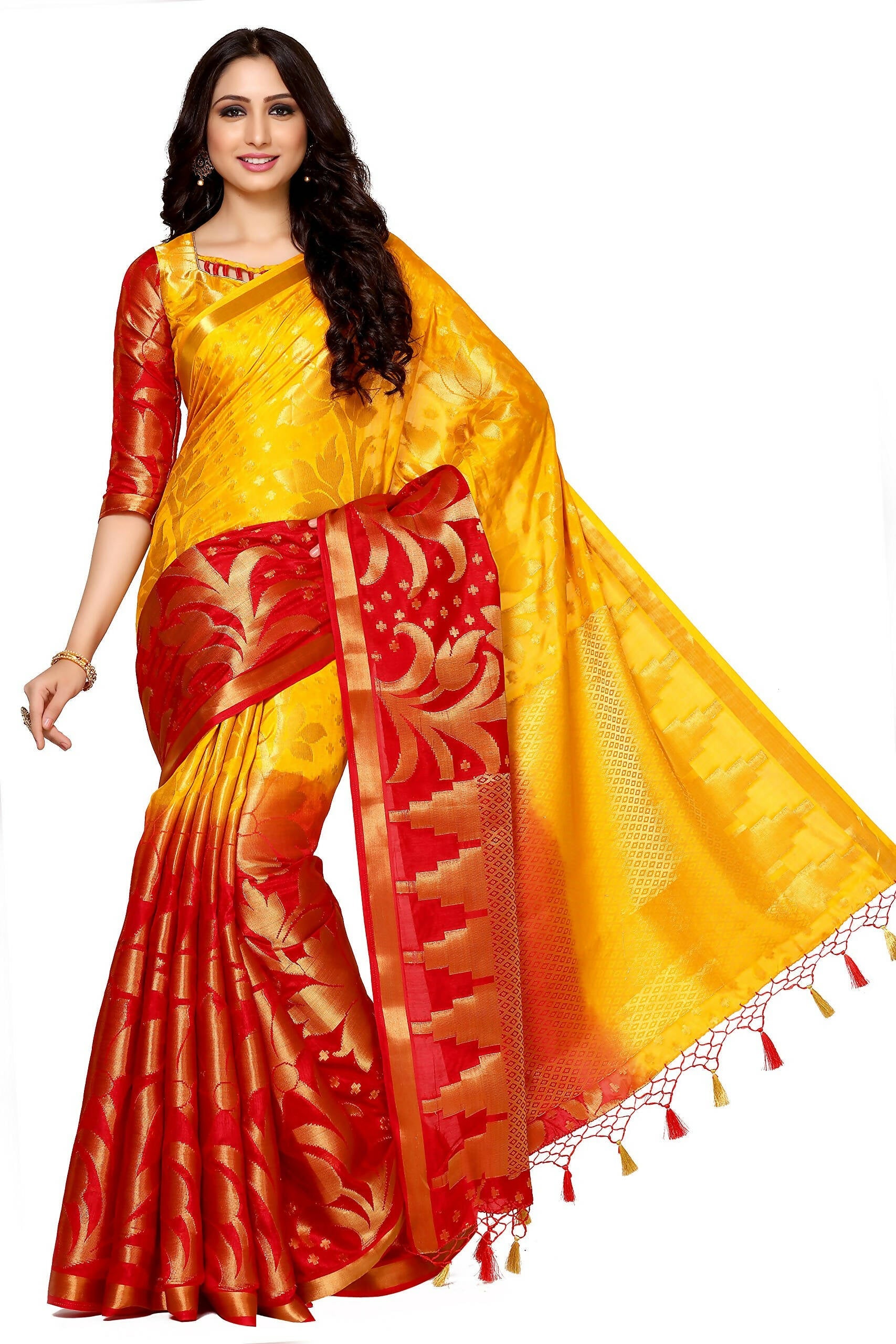 Mimosa Women's Multi Color Art Silk Kanjivaram Saree | Grocsy