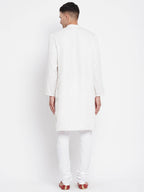 Even Apparels White Rayon Men's Sherwani Kurta With Open Front | Grocsy