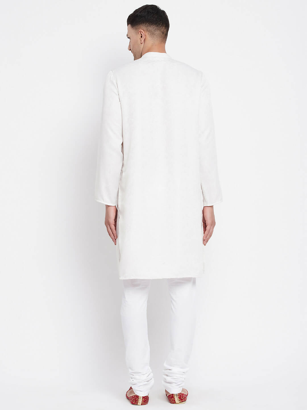 Even Apparels White Rayon Men's Sherwani Kurta With Open Front | Grocsy