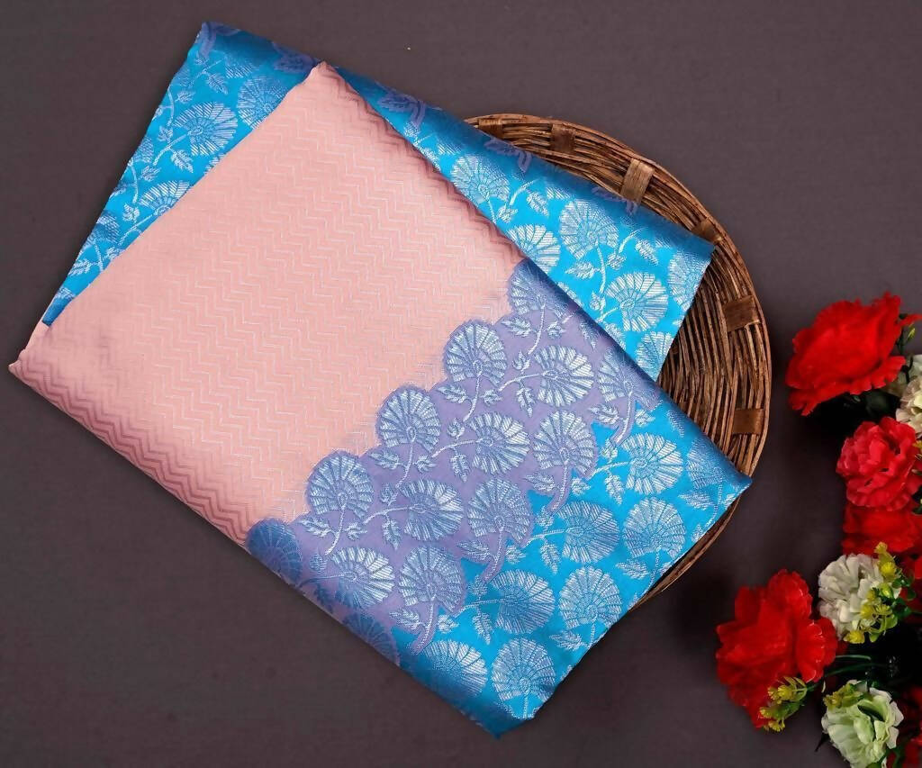DEIANA'S Beautiful Designer Golden zari Soft Lichi Silk Saree - Peach | Grocsy