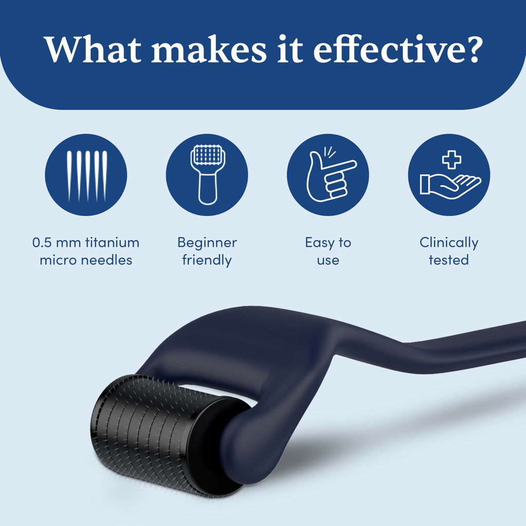 Man Matters Advance Derma Roller For Hair & Beard - 540 Micro 0.5mm Titanium Alloy Needles | Grocsy