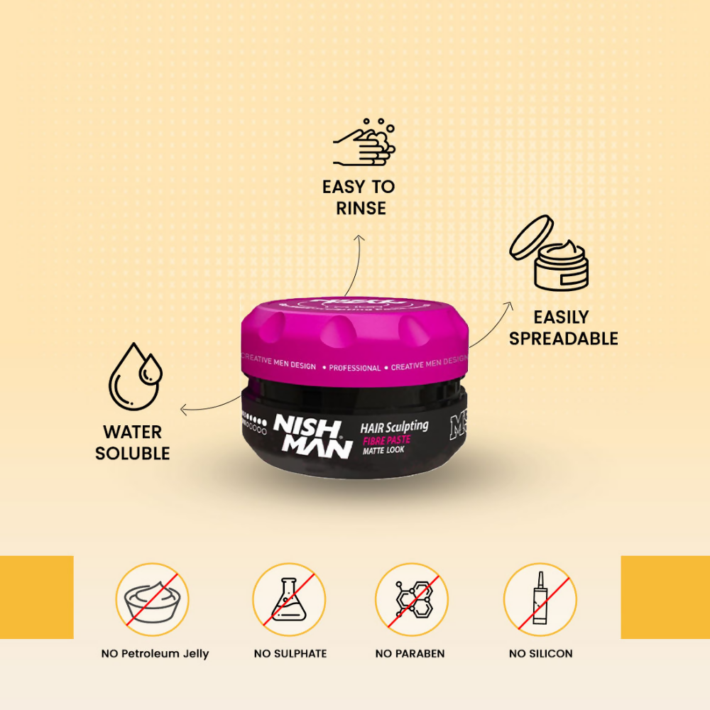 NishMan M5 Fibre Hair Sculpting Matte Look Wax | Grocsy