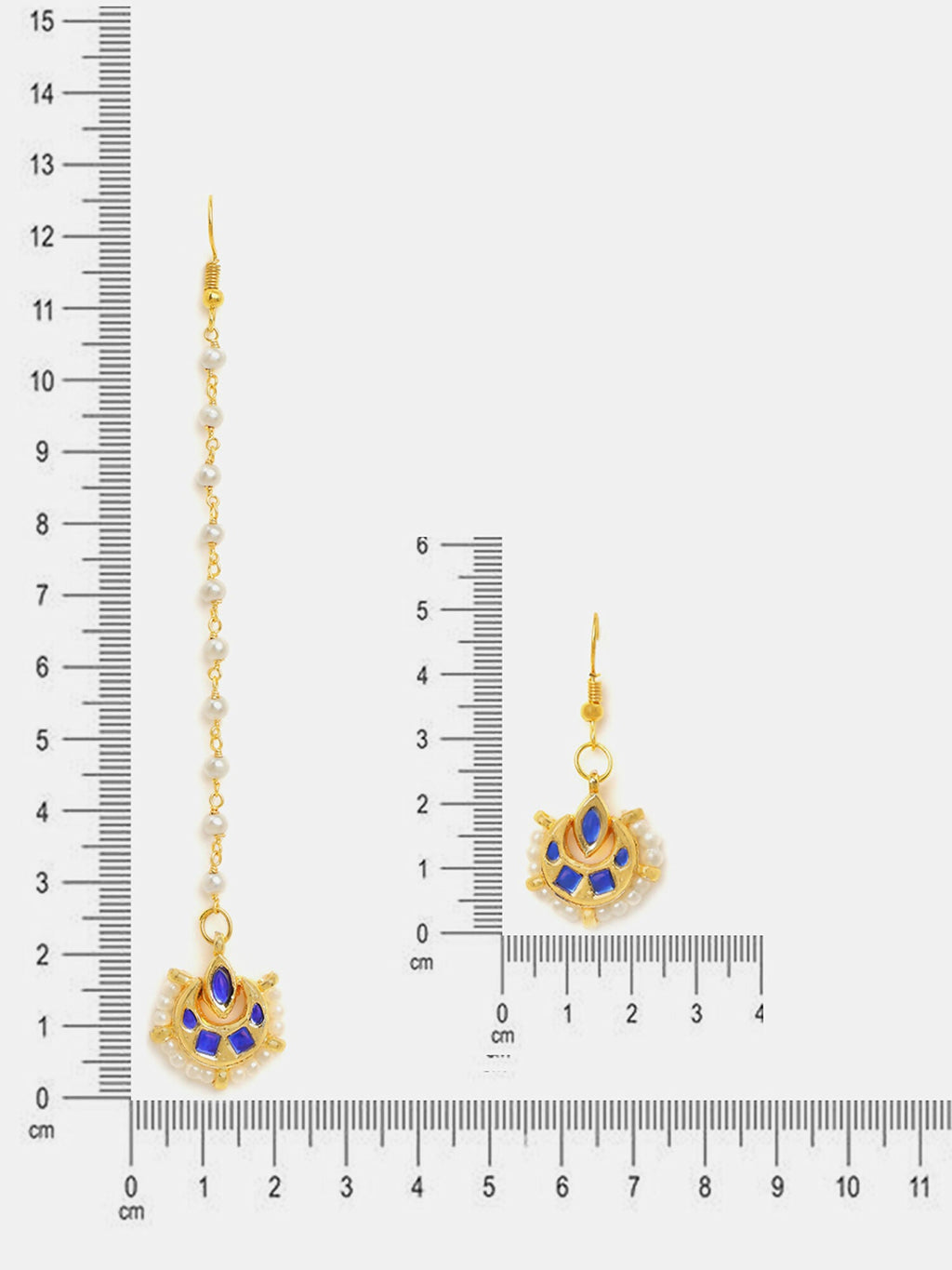 Ruby Raang Finest Gold Kundan Earrings With A Maang Tikka | Grocsy
