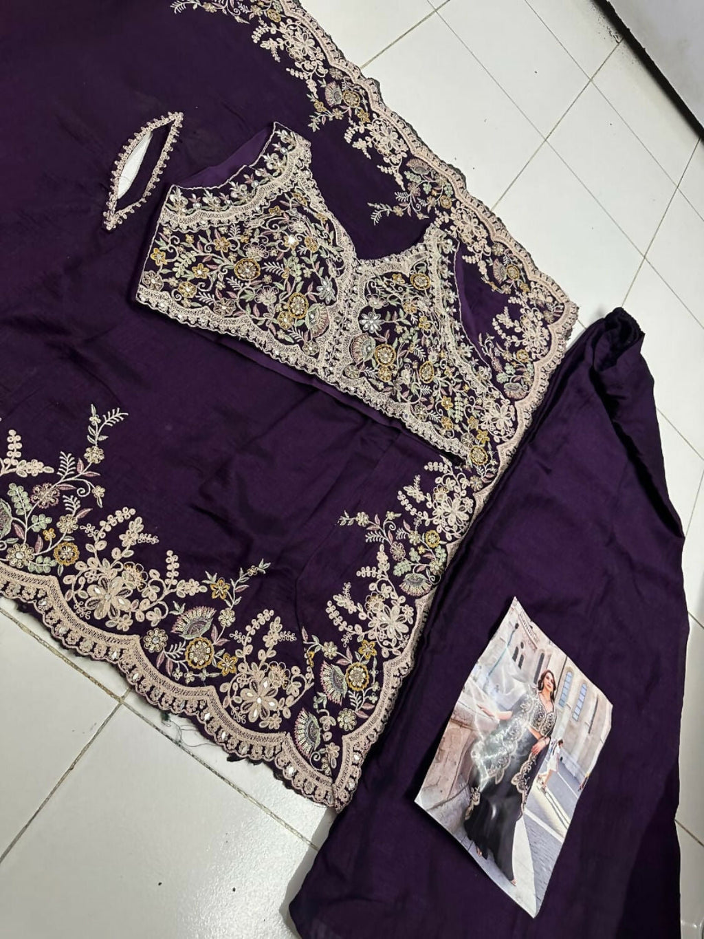 Anaita Purple Real Premium Silk Stitched Shrug Suit with Embroidery Work | Grocsy