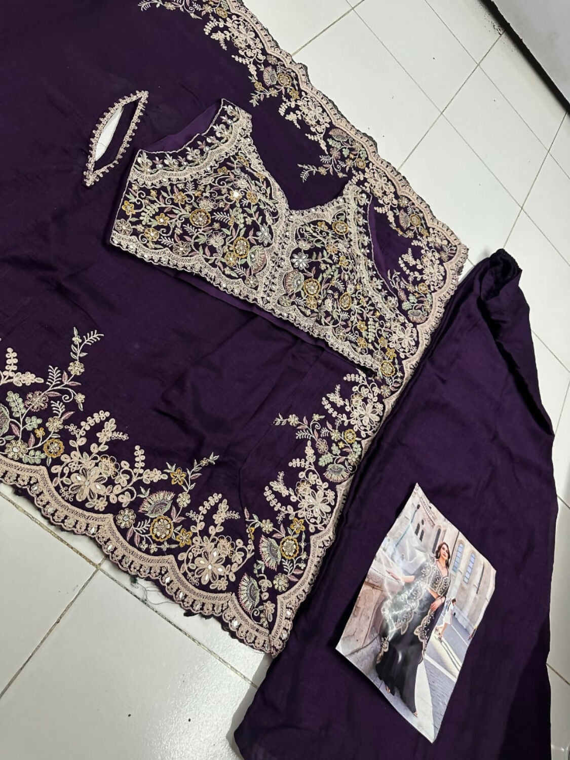 Anaita Purple Real Premium Silk Stitched Shrug Suit with Embroidery Work | Grocsy